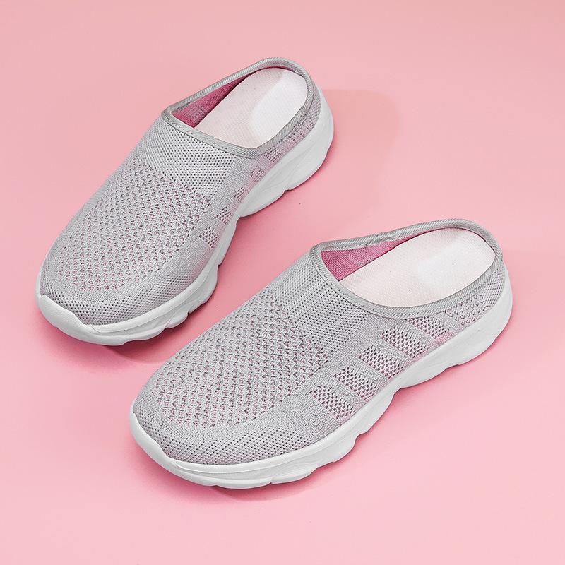 Модная сетка Fly-woven Mesh без пятки, поддержка половины стопы, модная ультралегкая повседневная женская обувь очень большого размера
