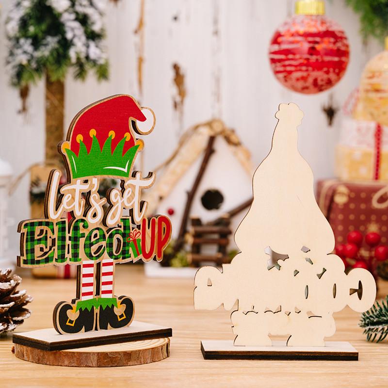 Unique Christmas Decorative Wooden Letter Gnome Figurine For Holiday Home Decor