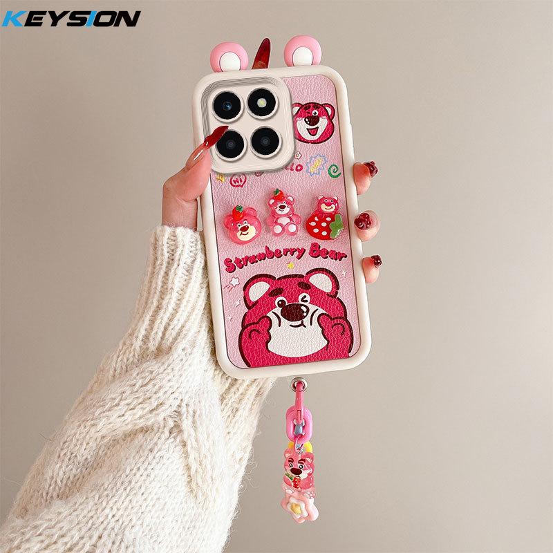 KEYSION Милый чехол с 3D-мультяшным рисунком для HONOR X6b с браслетом, мягкий силиконовый противоударный чехол для телефона Huawei Honor X6b 4G