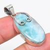 Natural Republic Larimar Gemstone 925 Solid Sterling Silver Pendant 1.75" W8i39
