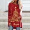 Женская повседневная футболка больших размеров с длинными рукавами и круглым вырезом с рождественским принтом, топ, пуловер