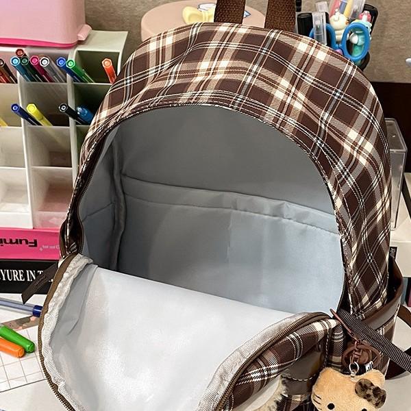 Рюкзак в стиле ретро с клетчатым принтом в виде щенка для осени/зимы — стильная универсальная школьная сумка для девочек