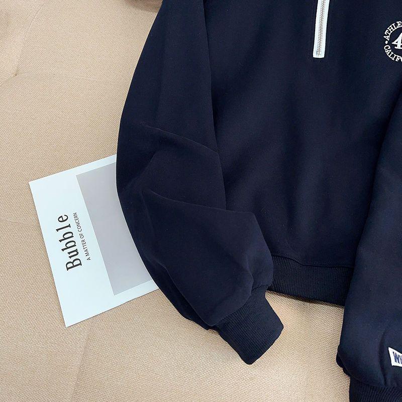 Женский ретро свитер с вышивкой на молнии до середины груди, со стойкой, осенне-зимний пуловер с длинным рукавом и плюшевой подкладкой