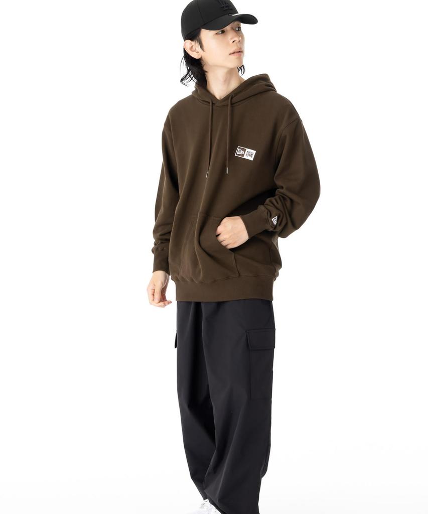 NEW ERA PARKER Sweat Pullover Hoodie Box Logo Embroidery Walnut M