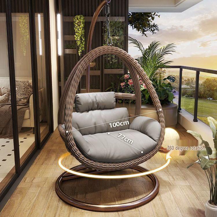 Outdoor Courtyard Rocking Chair Set with Hanging Chair and Recliner