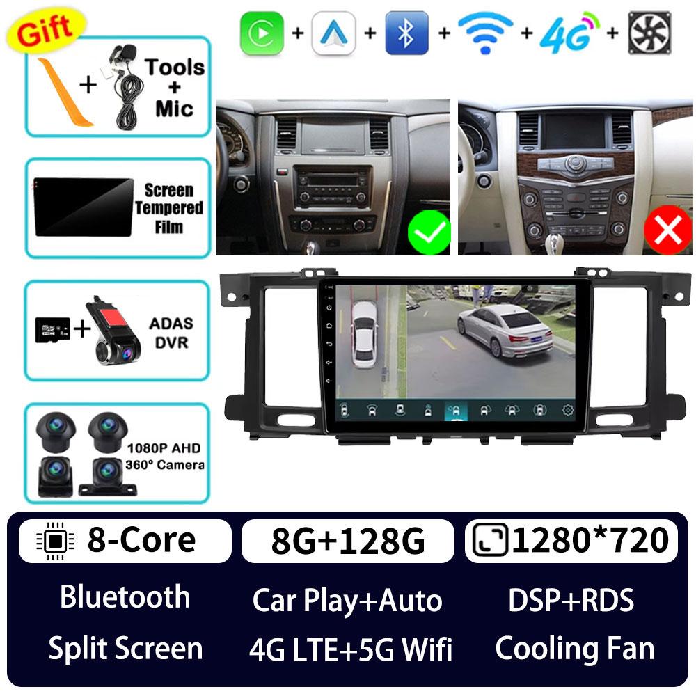 Autoradio Android 16 pour Nissan Patrol Y62 2010 - 2020, lecteur multimédia GPS, unité centrale Navi, stéréo, Carplay sans fil, vidéo QLED