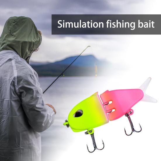 6CM/6.5G Multi-Jointed Fishing Lure with Double Hooks Realistic 2-Section Swimbait Plastic Artificial Bait Freshwater Saltwater Bass Trout Pike