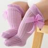 Детские гольфы до колена, длинные носки для малышей, гольфы до колена с оборками и бантом для девочек, сетчатые чулки-трубы, детские носки для платья