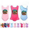 Kids Girls 99 Nights In the Forest Print Ruffle Swimsuit Swimming One-piece Bodysuit Swimwear