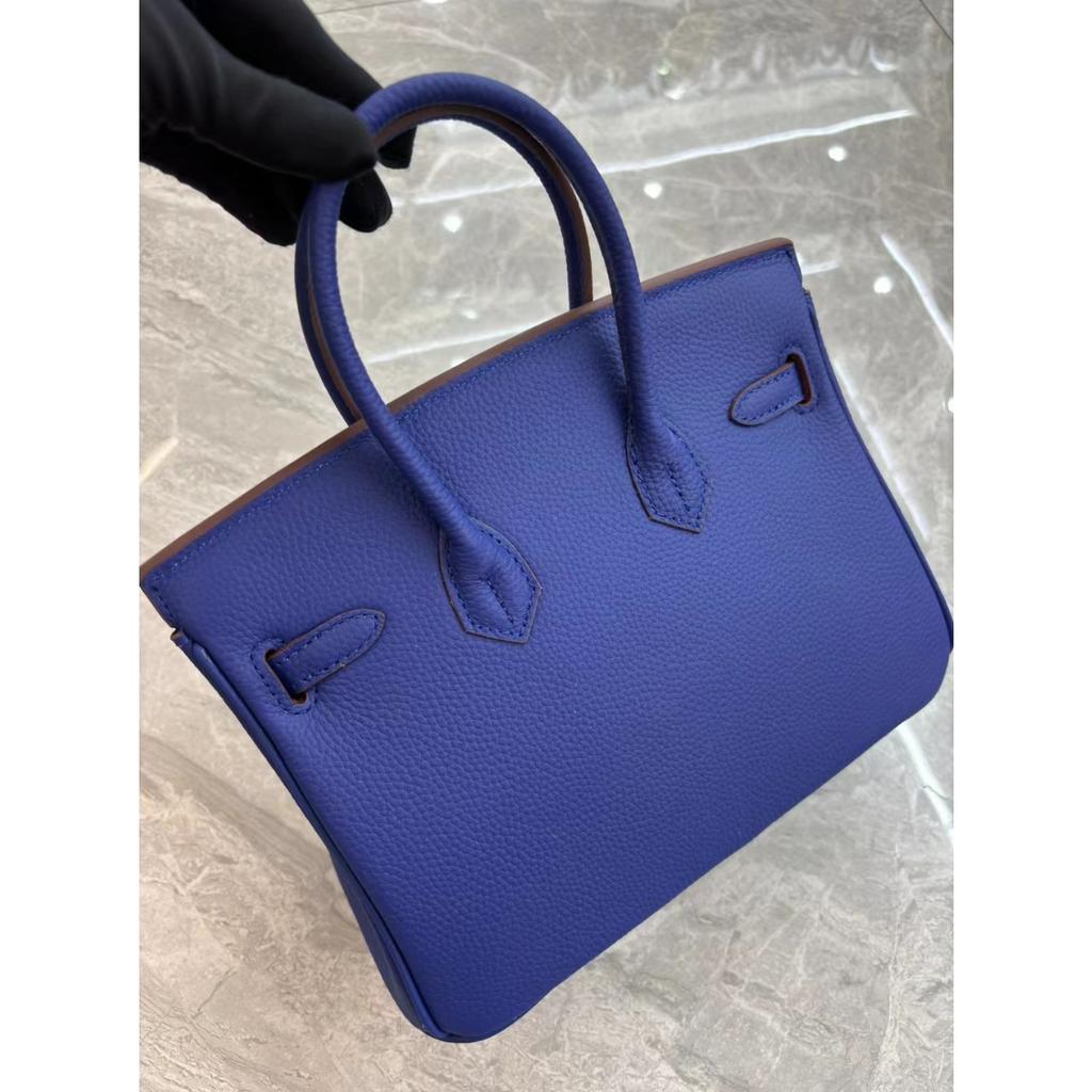 Factory direct wholesale lychee pattern first layer cowhide 25cm/30cm silver buckle platinum bag, genuine leather women's bag lady