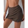 Women's Satin Short Skirt Spring and Summer Pleated Asymmetrical Skirts