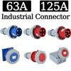 Промышленная вилка розетка 63А 125А Водонепроницаемый штекер гнездо Электрический разъем 3P 4P 5Pin Настенная розетка Панельная розетка Пара