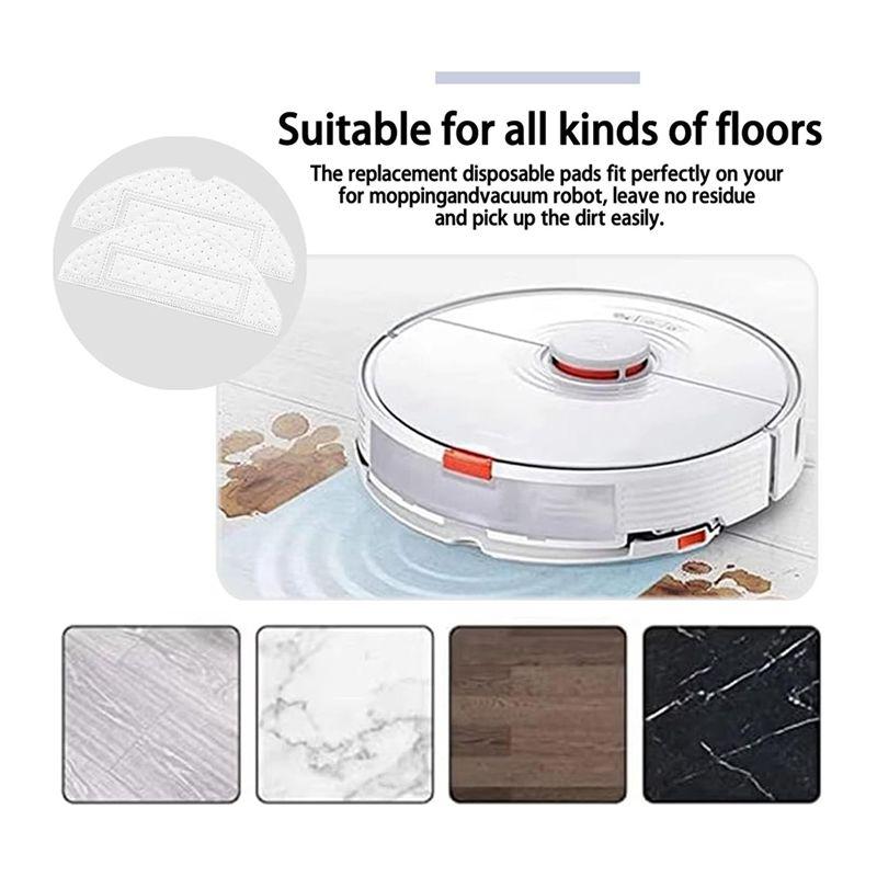 AEE4-60 Pcs Disposable Mopping Pads For Roborock S7/ S7+/ S7 Maxv/ S7 Maxv Ultra/ S7 Maxv Plus/ S7 Pro Ultra Robotic Vacuum