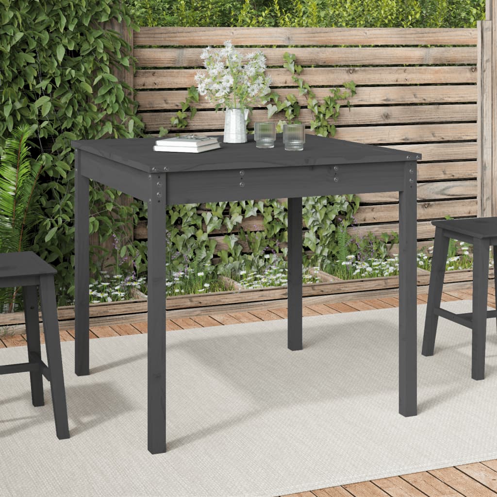 Garden Table Gray 82.5x82.5x76 cm Solid Pine Wood