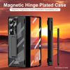 For Samsung Galaxy Z Fold 8 Ultra / 7 6 5 4 3 Plating PC Double Hinge Protect Stand Pen Slot Case with Tempered Glass Stylus Pen