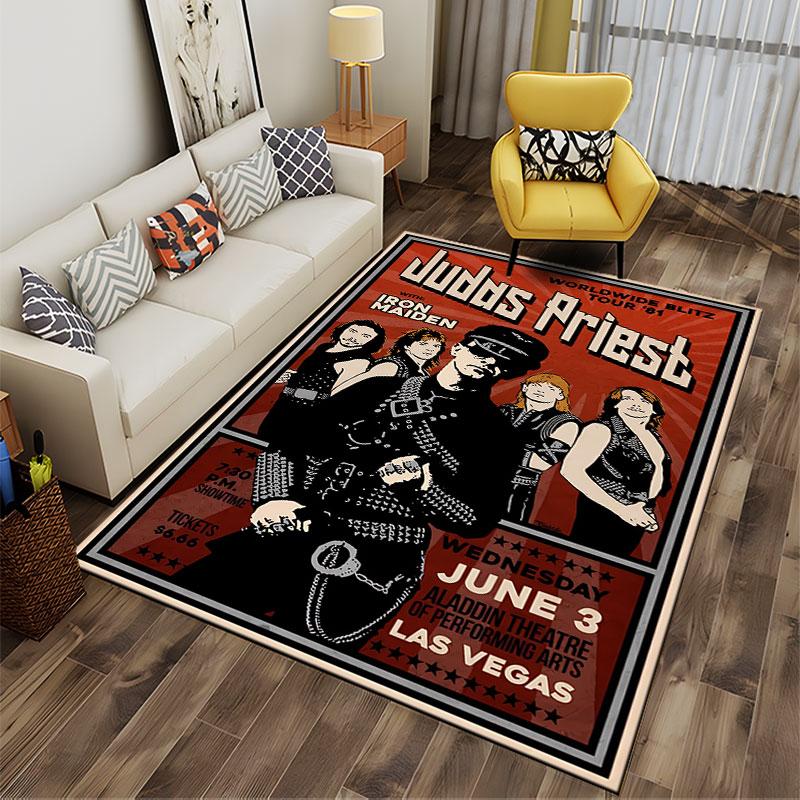 Judas Priest Tour Poster Carpet suitable as a non-slip mat for the living room or bedroom sofa