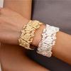 Europe American Style Zinc Zinc Alloy Metal Wide Bangle Hollow Exaggerated Bracelet Chunky Bracelet  Lady