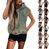 Женские летние футболки без рукавов с капюшоном, толстовки с капюшоном, свободные повседневные туники, толстовки