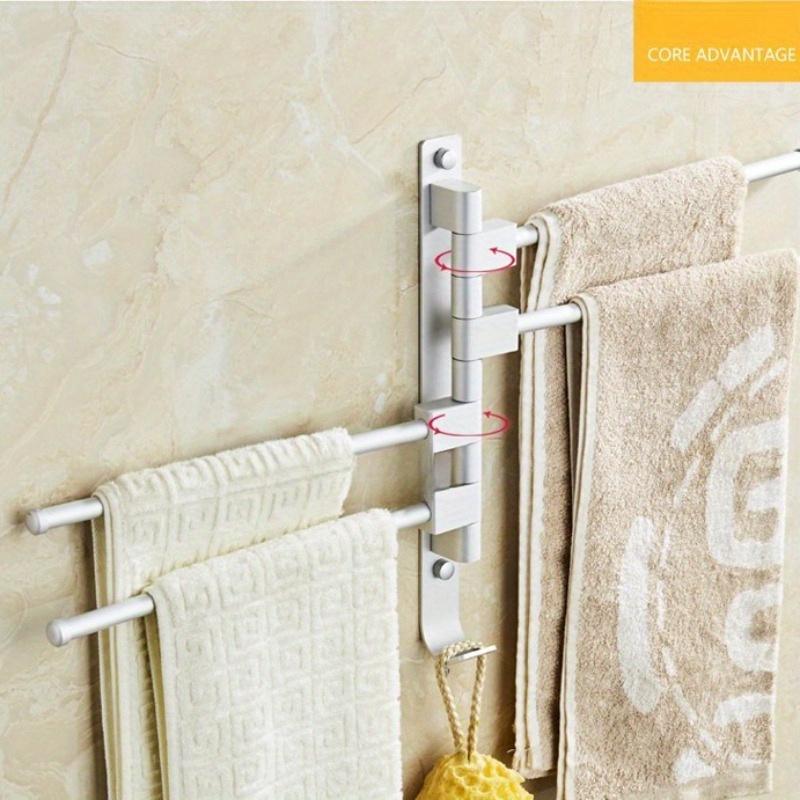 Stainless Steel Punch Free Towel Bar Rotating Towel Rack Bathroom Kitchen Wall-mounted Towel Polished Rack Holder Hardware