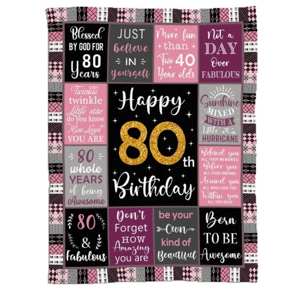 80th Birthday Gift Blanket Print Soft and Comfortable Flannel Blanket for Sofa Bed Living Room