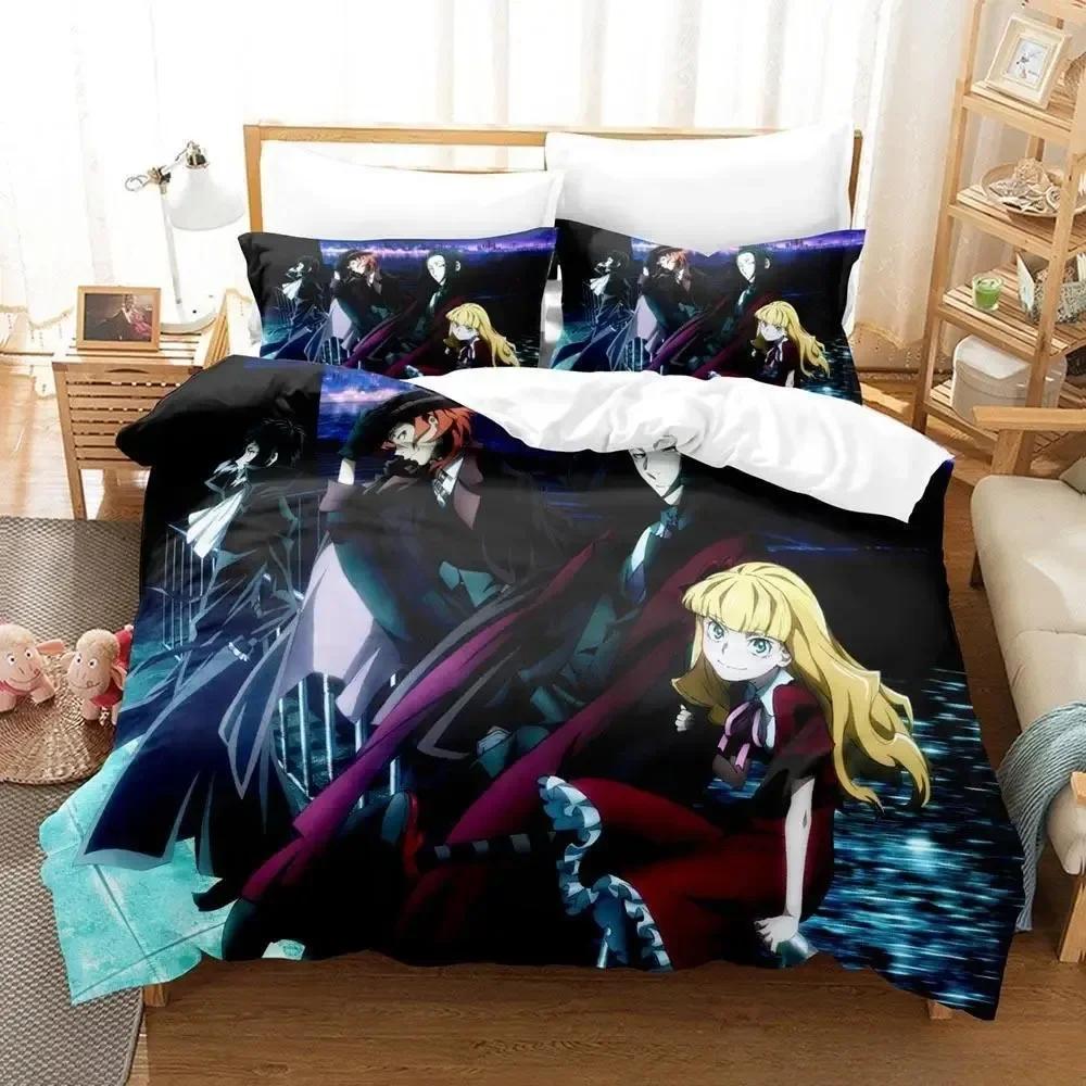 Bungou Stray Dogs S4 Комплект постельного белья Односпальный Двуспальный Full Queen King-Size Размеры Размеры Комплект постельного белья Взрослые Дети Спальня Пододеяльники Комплекты Аниме Кровать