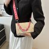 Fashion Straw Woven Bag for Women Lace Flower Crossbody Bag Versatile Small Square Chain Shoulder Handbag