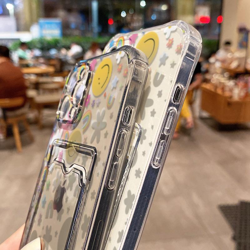 Чехол для телефона с держателем для карт Smile для iPhone 11 Fundas iPhone 13 16E 16 Pro Max14 15 12 XR X Xs 7 8 Plus SE противоударный мягкий чехол из ТПУ