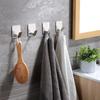 4Pcs Stainless Steel Bathroom Robe Hooks Adhesive Wall Hook Towel Holder Bathroom Kitchen Hardware Multi-Purpose Hanger Hook