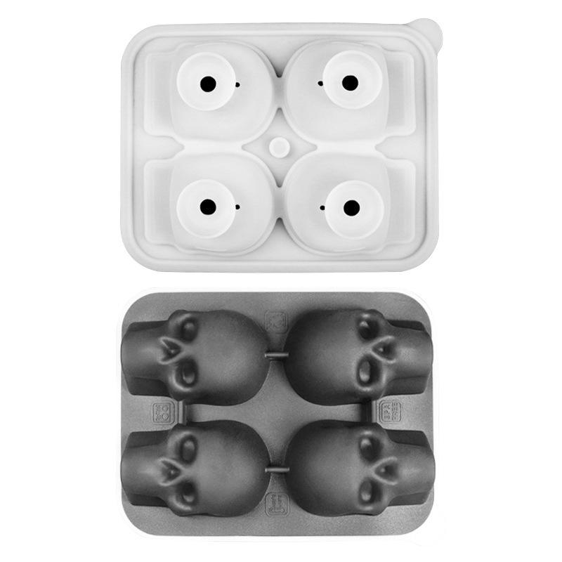 Silicone Skull & Sphere Ice Mold: 6-Cavity Skull + 4-Cavity Sphere for Whiskey & Cold Drinks