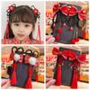 2pcs Tassel New Year Headwear Bow Red Wig Braid Hairpin Traditional Children Hair Clip