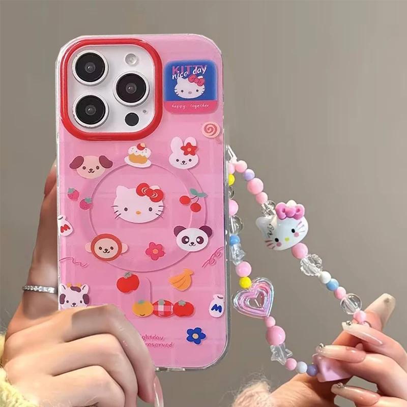 Magsafe Magnetic Charging Hello Kitty Shakeable Holder Cover For Iphone 17 Pro Max 17 Air 16 15 14 12 13 11 Pro Max 13 Mini Case