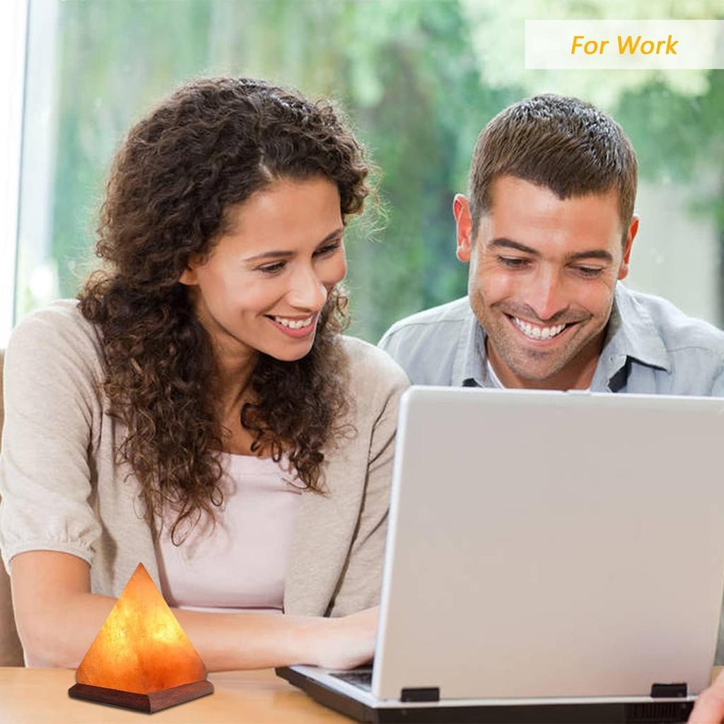 D2 Лампа из гималайской соли USB RGB 7 цветов, меняющая цвет, ручная резьба, с деревянной подставкой, пирамида, кристалл, лампа из соляной скалы для украшения дома