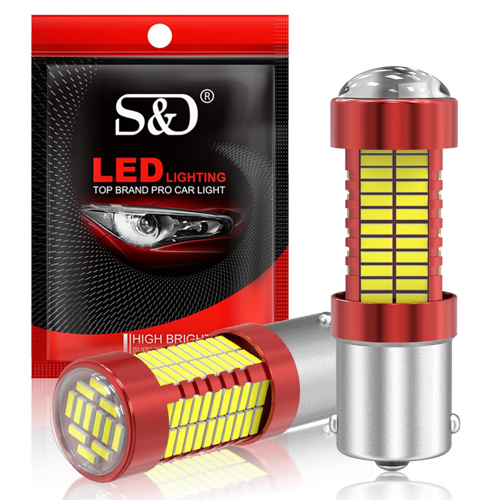 2Pcs 1156 BA15S BAU15S 1157 BAY15D P21W P21/5W PY21W 108SMD 4014 Car Led Turn Signal Lights Brake Tail Lamp Auto Rear Reverse Bulbs White Red Yellow