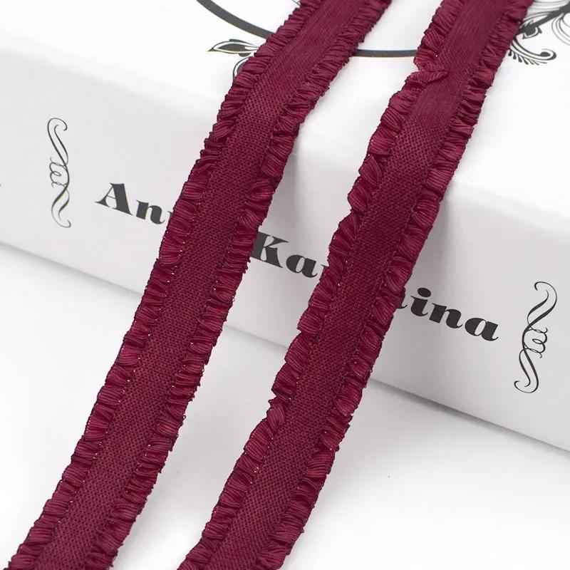 5/10 ярдов Meetee 12 мм эластичная лента с оборками, красочная плиссированная эластичная кружевная отделка, лента для головного убора, DIY швейные аксессуары для одежды