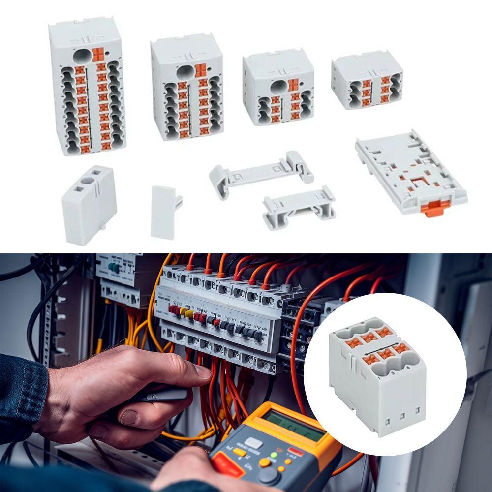 Multiple In Multiple Out Block Connector PTFIX 2.5mm² Wire Electrical Connectors  Mount on Din Rail