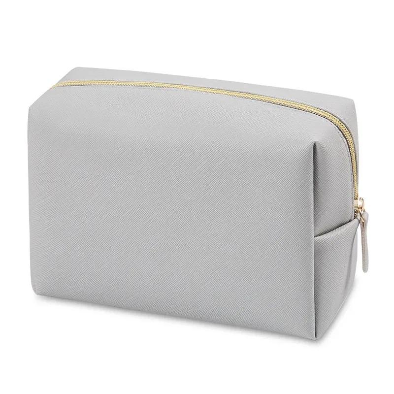 Women's Large Capacity Makeup Bag, PU Leather Cosmetic Organizer, Waterproof Travel Toiletry Bag with Handheld Strap for Ladies