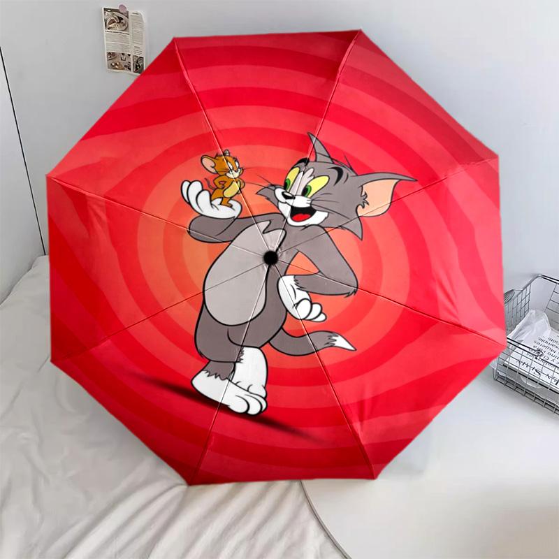 1 шт. Автоматический складной зонт - Мультяшный узор, Портативная и складная конструкция с 46 спицами, Рождественские и новогодние подарки