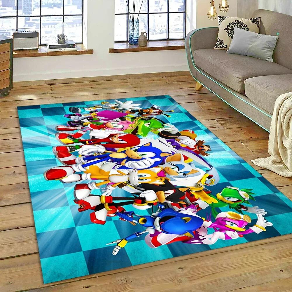 Game Anime 3D S-Sonic Cartoon Carpet Rug for Bedroom Living Room Home Sofa Decoration,Children Game Large Decor Floor Mat Gift