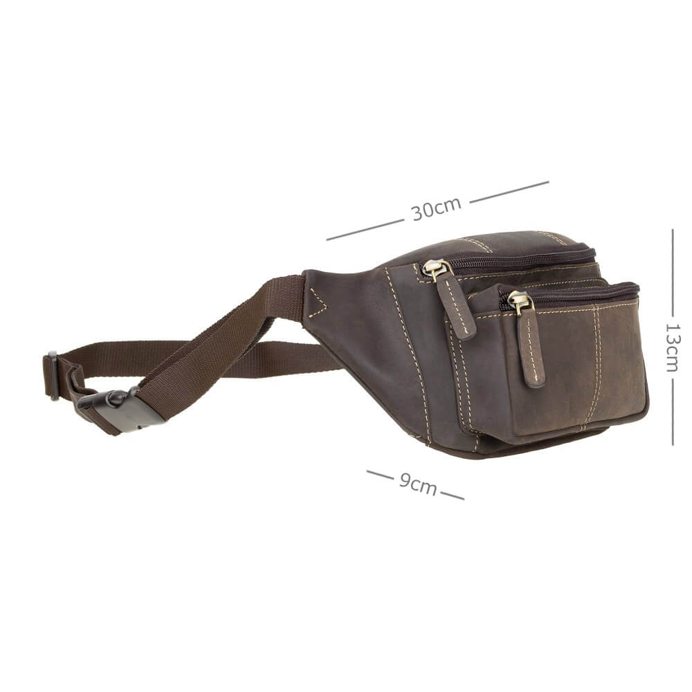 Visconti V-721 Men' Leather Waist Bag Dark Brown
