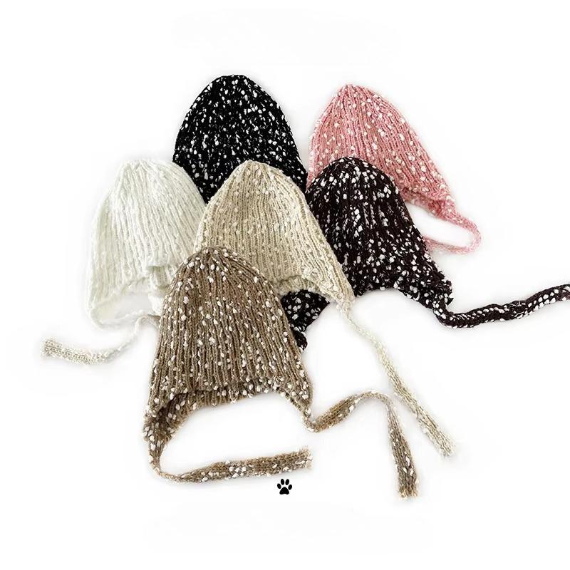 Милая шапочка для девочки с косичками и козырьком, зимняя теплая вязаная шапка с ушками, модный бини для малыша, мягкая пряжа, вязаная крючком шапочка для младенца