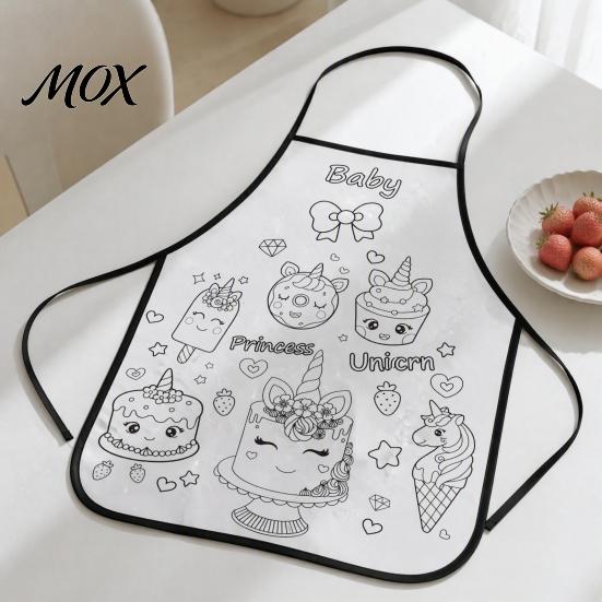 Kids Painting Apron DIY Coloring Apron, Washable Food Animal Theme Crafting Color Your Own for Toddlers Boys Girls