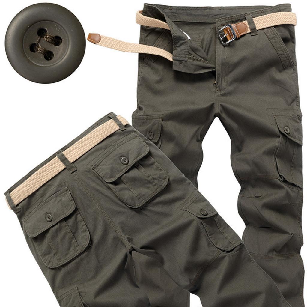 Мужские комбинезоны, повседневные брюки с несколькими карманами и завязками, походные брюки, хлопковые саржевые брюки