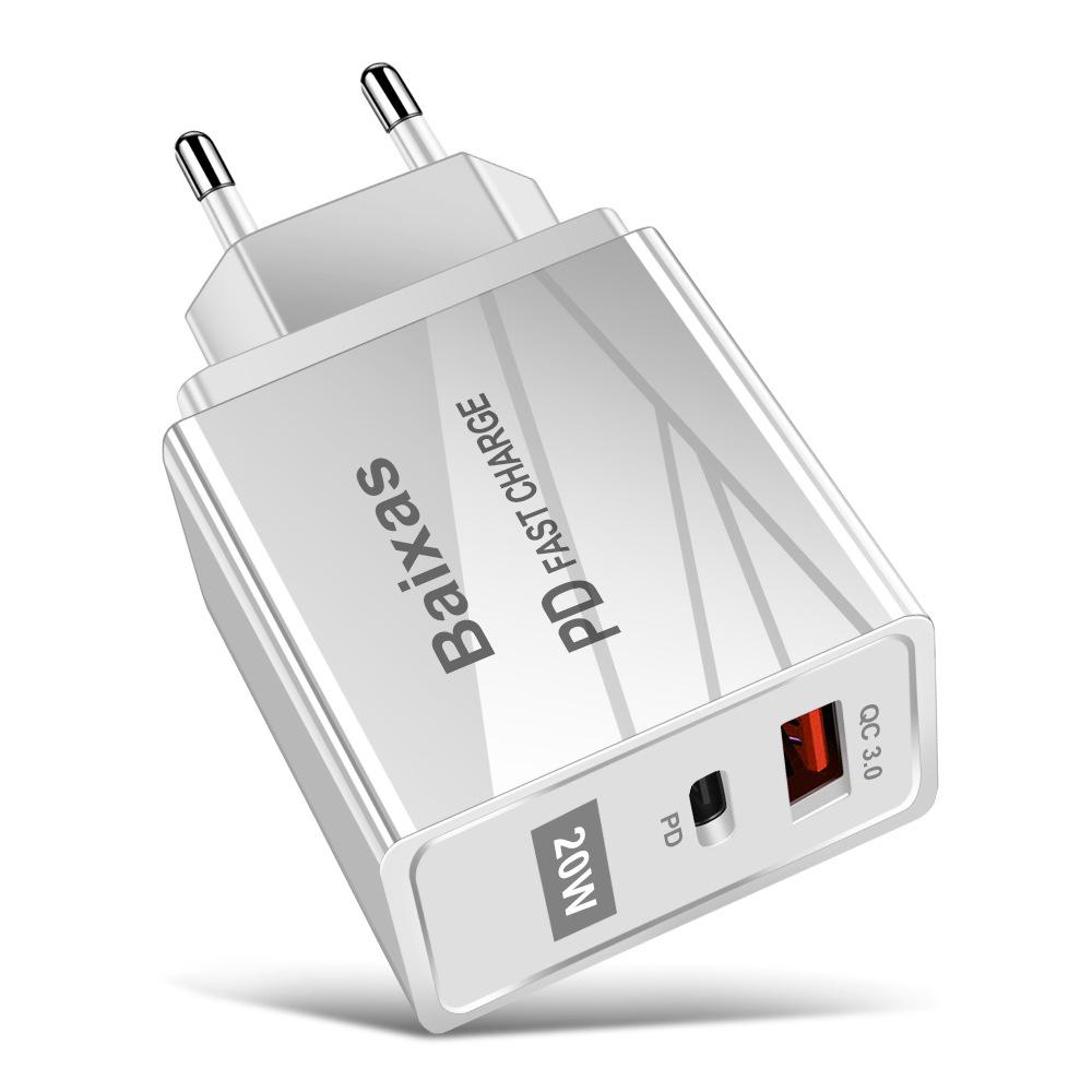 Быстрое зарядное устройство QC3.0+PD: Мультивольтажный USB 5В/9В/12В, совместимый с EU/UK/AU