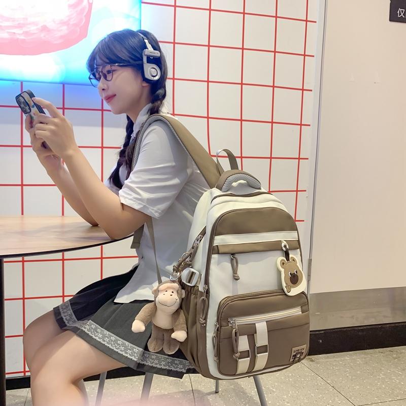 Школьный женский дорожный рюкзак контрастного цвета, большой вместимости, для учеников средней школы