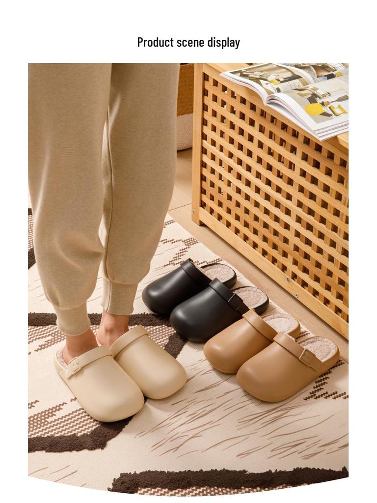 Женские и мужские водонепроницаемые нескользящие домашние хлопковые тапочки - Простые, с закрытым носком, теплые для зимы, подходят для пар