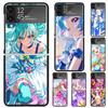 Жесткий ПК чехол для телефона Pretty Cure для Samsung Galaxy Z Flip 7 6 5 4 3 Черный ZFlip7 ZFlip6 Flip5 Flip4 Flip3 5G Чехол с принтом