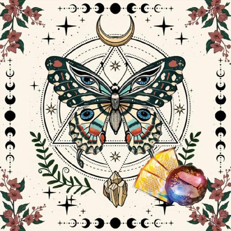 Tapestry Butterfly Moon Phases Tablecloth Bedroom Decorative Background Cloth