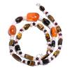 Natural Carnelian Tiger Eye Moonstone Gemstone Smooth Beads Necklace 17" UB-4799 UB-4799