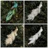 Long Tail Christmas Peacock Ornaments Realistic Glimmering Feather Artificial Peafowl Ornaments with Clip Handmade