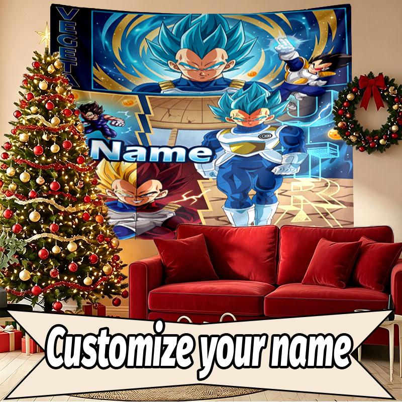 Custom Name Personalized Dragon Ball Z Print Tapestry, Wall Art Decor, Bedroom, Dorm, Apartment, LivingRoom, Party Backdrop, Gift for Birthday